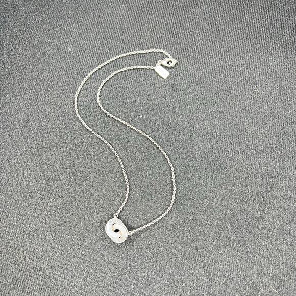 Vintage Coach Interlocking Circle Sterling silver 925 Swarovski Crystal necklace - Picture 5 of 15